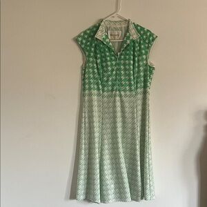 Elegant Green and White Midi Dress